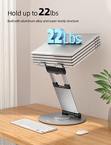 Nulaxy 18" Height Telescopic 360 Rotating Aluminum Laptop Stand Desk Silver | Ergonomic Computer Holder Riser with Heat-Vent, Standing Desk Converter Holds 22 Lbs for Office Desk Use Fits 10-17" Laptops - color: B-Silver