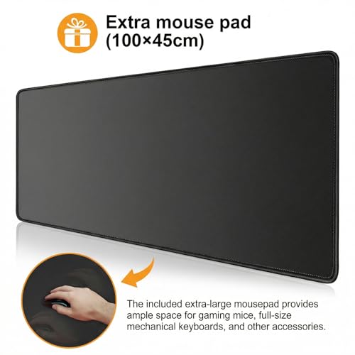 farexon 63x55 Inch L Shaped Standing Desk with Outlets, Electric Adjustable Height Stand Up Desk, Corner sit Stand Desk with Mouse Pad, Hook, Home Office Writing Gaming Computer Workstation, Oak Grey