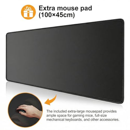 farexon 63x55 Inch L Shaped Standing Desk with Outlets, Electric Adjustable Height Stand Up Desk, Corner sit Stand Desk with Mouse Pad, Hook, Home Office Writing Gaming Computer Workstation, Oak Grey