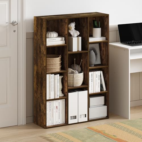 Furinno LUDER Book Shelf, 11-Cube Bookshelf, Reversible Bookcase, 9.4 x 29.1 x 41.7, Easy Assembly, for Living Room, Bedroom, Home Office, Amber Pine - color: Amber Pine, size: 11-Cube