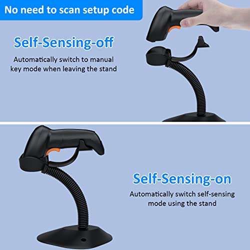Bluetooth Wireless Barcode Scanner with Auto-Sensing Stand,Putting on Stand to Scan Automatically Sense Scanning 2D QR Bluetooth Barcode Scanner with Battery Level Indicator More-to-one Mode - color: Bluetooth Barcode Scanner with Auto-Sensing Stand