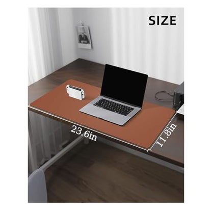 Desk Pad, Leather Non-Slip Laptop Computer Desk Keyboard Mat, Table Protector Blotter Mat, Large Mouse Pad (23.6" x 11.8")-Borwn - color: Borwn