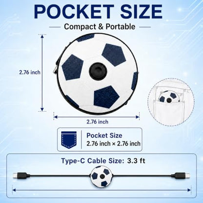 Retractable USB-C to USB-C Cable 132W Fast Charging Anti-Tangle Type C to Type C Cable,Soccer-Shaped Fun Spinner,Car Travel Essentials for iPhone 17/16/15,Galaxy S25/S24/S23,Pixel 9/8