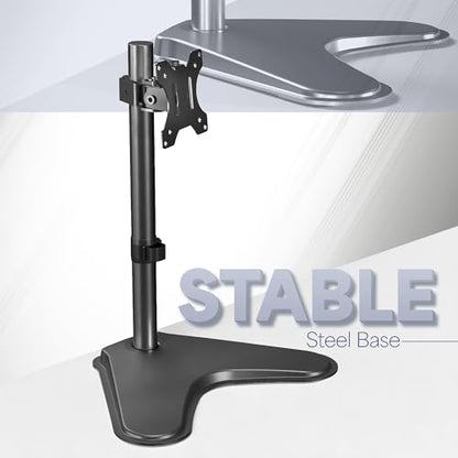 VIVO Single Monitor Desk Stand, Holds Screens up to 32 inch Regular and 38 inch Ultrawide, Freestanding VESA Steel Mount Base, Adjustable Height, Tilt, Swivel, Rotation, Black, STAND-V001H - color: Black, size: 18" Tall
