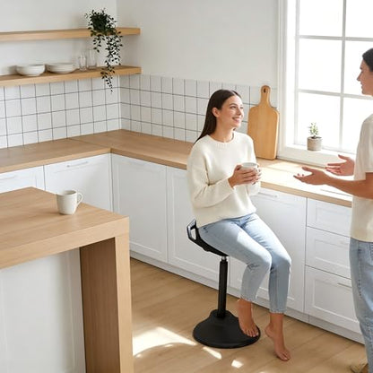 Standing Desk Chair, Adjustable Ergonomic Standing Stool, Swivel Sitting Balance Chair, Anti-Slip Bottom Pad - color: Black