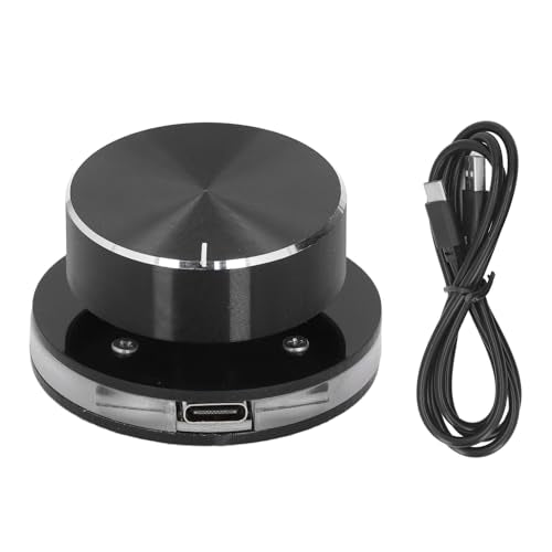 USB Volume Control Knob, Audio Remote Volume Knob with RGB Light and USB C Cable, Rotate Volume Adjustment & One Key Mute Function, Multimedia Controller for Android, PC, Phone
