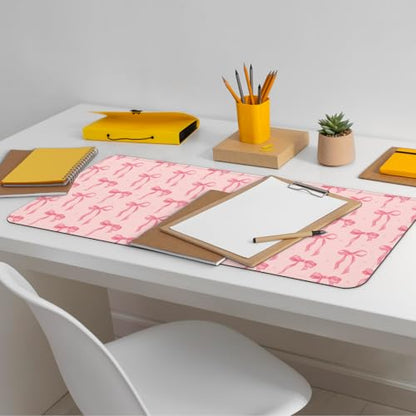 Large Computer Mouse Pad with Non-Slip Base for Desktop, Cute Gaming Mouse Mat with Stitched Edges, Long Extended Anime Mousepad for Laptop, 31.5 x 11.8 inches (Pink Bows) - color: Pink Bows