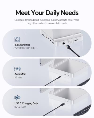 11-in-1 USB C Hub for iMac 24" 2021-2024 with M.2 NVMe 4TB SSD Enclosure | PULWTOP Aluminum iMac Hub with HDMI 4K@60Hz, 2.5G Ethernet, 5 USB A/C 10Gbps, SD/TF, Audio, iMac M4 Dock for M1/M3/M4, Silver - color: Silver