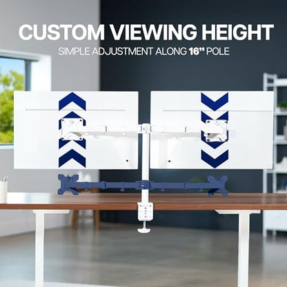 VIVO Dual Monitor Desk Mount, Heavy Duty Fully Adjustable Stand, Fits 2 LCD LED Screens up to 32 inches, White, STAND-V032W - color: White, size: 13" - 32"