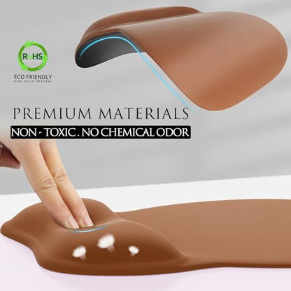 MROCO Ergonomic Mouse Pad with Gel Wrist Rest, 9.4 x 8.1 in, Coffee Brown - color: Coffee Brown