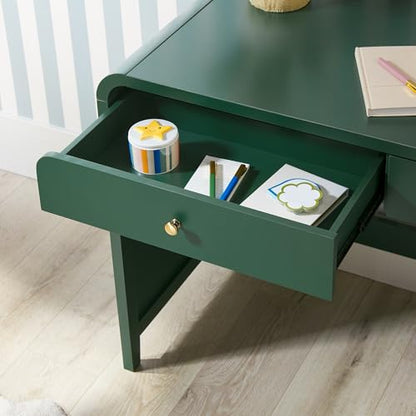 Walker Edison Zoey Modern Curve Design Writing Desk with Drawer, 45 Inch, Green - color: Green