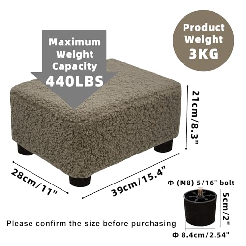 CAROLMADE Small Foot Stool Ottoman Footstool with Legs Under Desk Footrest for Living Room Bedroom and Office, Soft Coffee - color: Soft Coffee, size: 11"d X 15.4"w X 8.3"h