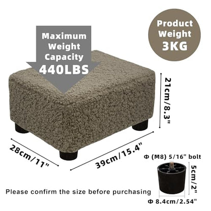 CAROLMADE Small Foot Stool Ottoman Footstool with Legs Under Desk Footrest for Living Room Bedroom and Office, Soft Coffee - color: Soft Coffee, size: 11"d X 15.4"w X 8.3"h