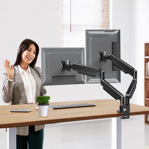 MOUNT PRO Dual Monitor Stand for Max 43 Inch Ultrawide Computer Screen, Premium Aluminum Heavy Duty Monitor Arm Holds 6.6lbs to 33lbs, Gas Spring Full Motion Display Desk Stand, VESA Mount - size: Max 43", style: Dual