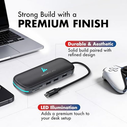 Type C 9 in 1 Wozoyo Docking Station with 2XUSB 5Gbps, 2X4K HDMI, Gigabit Ethernet, SD & TF Card Reader, PD 100W, USB 2.0, USB-C Hub, Compatible with Thunderbolt 4, macOS, Windows, Android & iOS - style: 9-in-1