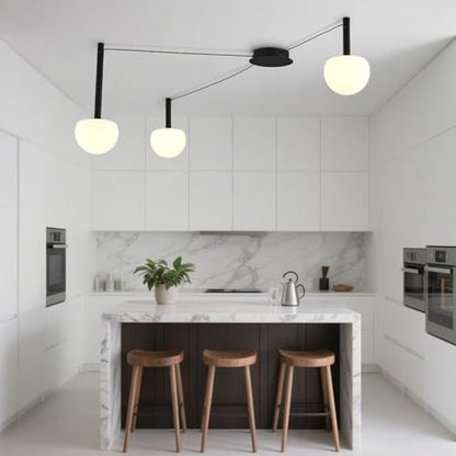 3-Light Black Glass semi Embedded Ceiling Light Suitable for Living Rooms, bedrooms, corridors, Dining Rooms, Dining Rooms, Bubble Ball Ceiling Light (DIY Design is Available) - size: 18in (3-Lights)