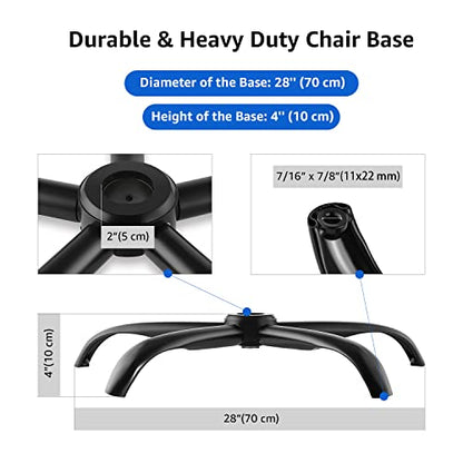 MASTERY MART Heavy Duty Office Chair Base Replacement, 2500 Lbs, 28"(70 cm), Metal Desk Chair Base Replacement Parts with Universal Gas Cylinder Hole and Casters Sockets, Matte Black - color: Matte Black