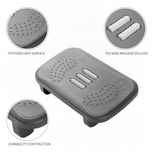 Durable PP Plastic Footrest with Rocking Motion, Under Desk Support for Office and Home Workspaces, Textured Non-Slip Surface, 13 x 7.9 Inches