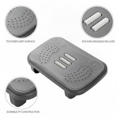 Durable PP Plastic Footrest with Rocking Motion, Under Desk Support for Office and Home Workspaces, Textured Non-Slip Surface, 13 x 7.9 Inches