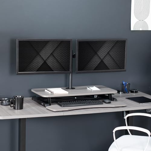 VIVO Gray 32 in Standing Desk Converter with Monitor Stand, DESK-V000K-M2G - color: Grey, size: 32"
