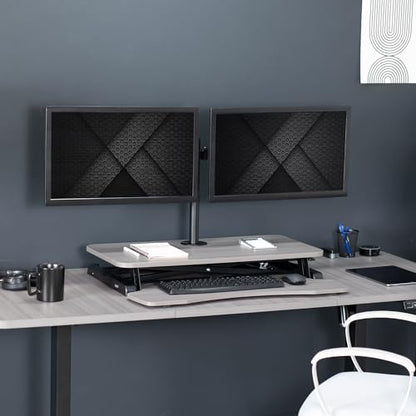 VIVO Gray 32 in Standing Desk Converter with Monitor Stand, DESK-V000K-M2G - color: Grey, size: 32"
