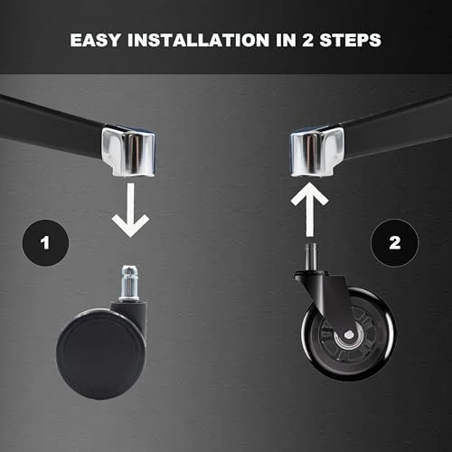 Office Chair Wheels Replacement Rubber Chair Casters Heavy Duty - color: Black