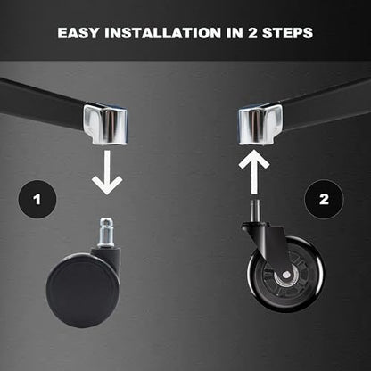 Office Chair Wheels Replacement Rubber Chair Casters Heavy Duty - color: Black