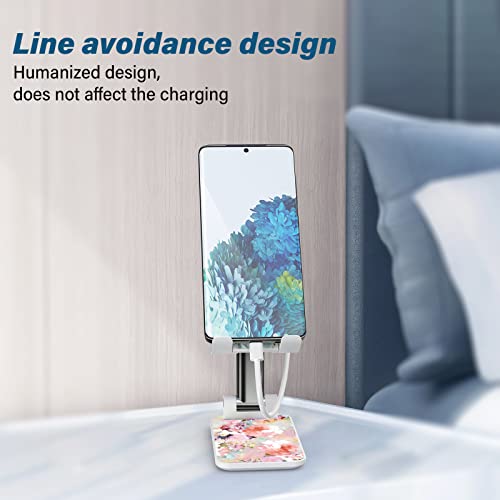 Foldable Phone Stand for Desk, Adjustable Angle of View, Suitable for iPhone, Samsung and Other Smart Phones, Pink Flowers - color: Pink Flowers