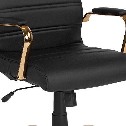 Flash Furniture High Back LeatherSoft Executive Office Chair, Black/Gold | 360° Swivel, Height Adjustable, Commercial Grade - color: Black Leathersoft/Gold Frame