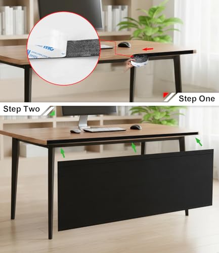 Under Desk Privacy Panel with Table Cable Management, 48in | Self-Adhesive Design with Cable Storage, Silver Plated Inner Side - size: Medium