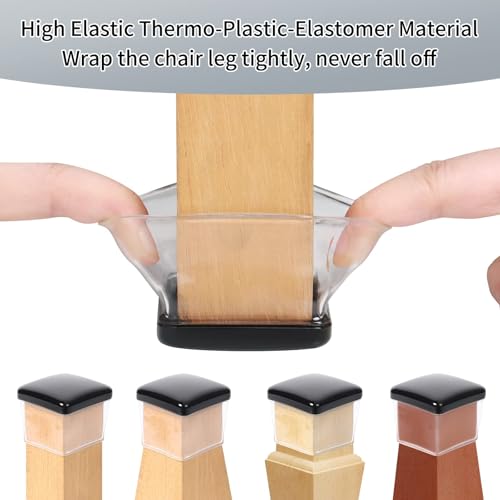 Ezprotekt Chair Leg Sliders for Carpet, 8 Pcs Square Chair Glides for Carpet, Carpet Furniture Pads Stool Leg Protectors Caps, Carpet Furniture Glides Quickly and Easily (XL Fit: 1.5" - 2") - size: Clear-XL