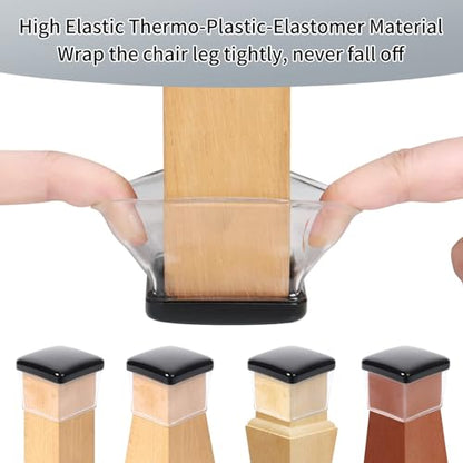 Ezprotekt Chair Leg Sliders for Carpet, 8 Pcs Square Chair Glides for Carpet, Carpet Furniture Pads Stool Leg Protectors Caps, Carpet Furniture Glides Quickly and Easily (XL Fit: 1.5" - 2") - size: Clear-XL