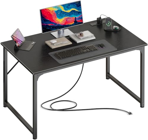 PRAISUN 40 X 24 Inch Deeper Desk with Power Outlets - color: Black, size: 39.4*23.6 inch