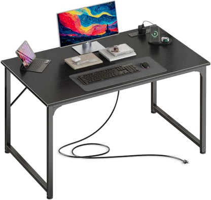 PRAISUN 40 X 24 Inch Deeper Desk with Power Outlets - color: Black, size: 39.4*23.6 inch