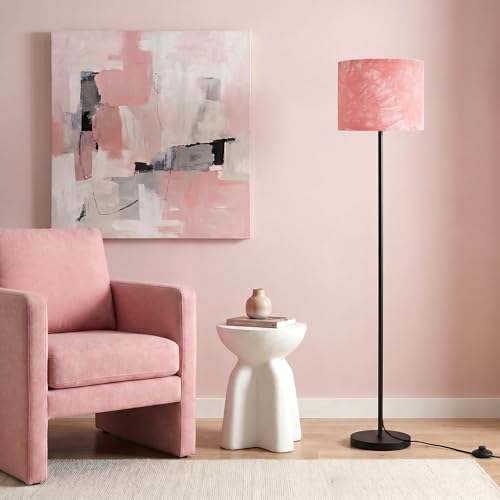 Ambimall 60'' Modern Floor Lamp with Shade, Tall Lamps for Living Room, Bedroom, Office, Dining Room, Hand-Dyed Pink Lampshade(Without Bulb) - color: hand-dyed pink, size: 60 Inches(Without Bulb)
