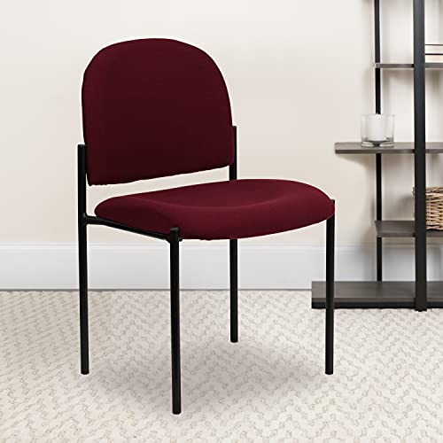 EMMA + OLIVER Burgundy Fabric Stackable Steel Side Reception Chair - color: Burgundy Fabric