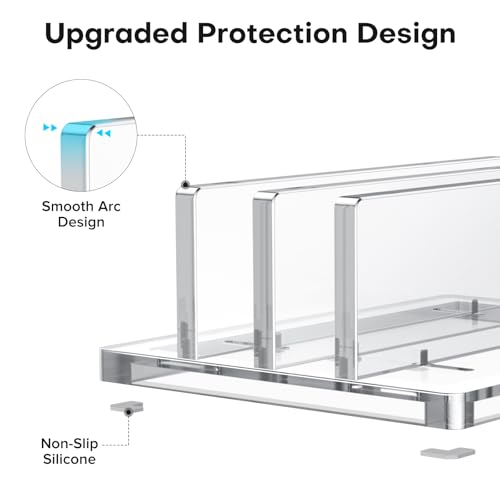OMOTON Vertical Laptop Stand, Clear Acrylic Dual Holder for MacBook Gaming - size: Dual-Clear