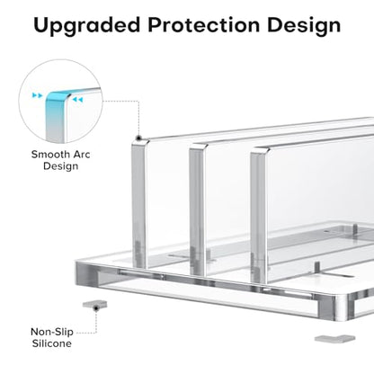 OMOTON Vertical Laptop Stand, Clear Acrylic Dual Holder for MacBook Gaming - size: Dual-Clear