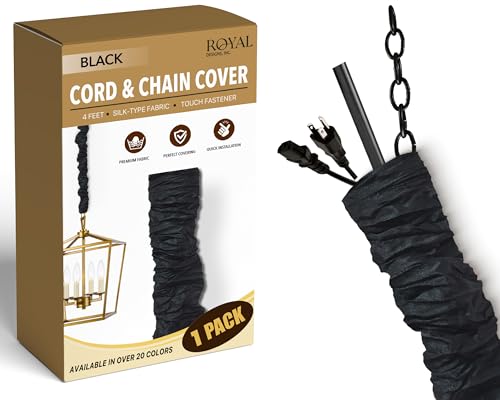 Royal Designs, Inc. CC-17-BLK Black Cord & Chain Cover 4' Silktype Fabric Touch Fastener, Black - color: Black, size: 1 Pack