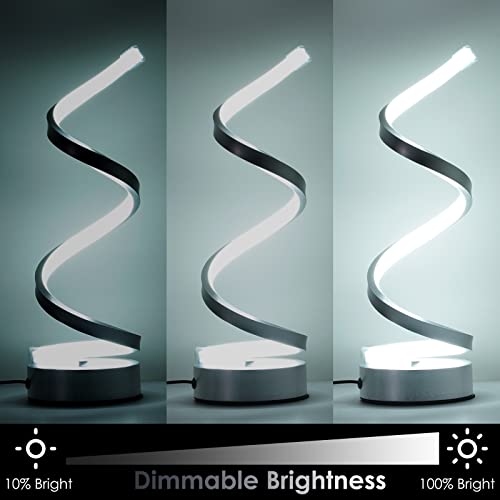NUÜR Table Lamps for Living Room Set of 2, Silver Dimmable LED Lamp, Small Bedside Lamps, Nightstand Lamp for Bedroom Office Home Living Room | Brushed Silver Touch Control Desk Lamp, Stepless Dimmable Bedside Ambient Light for Home Office & Bedroom Decor