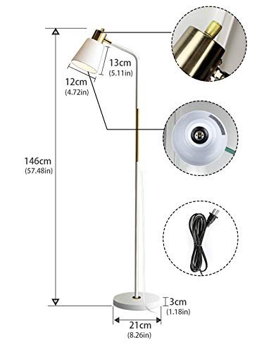 LALISU Floor Lamp Industrial Floor Lamps Reading Farmhouse Standing Lamp - color: White