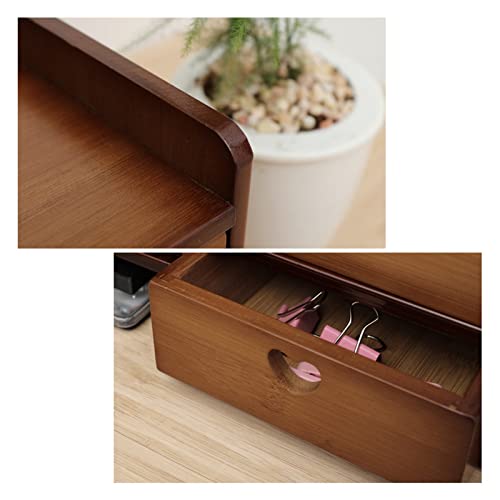 Bamboo Monitor Stand Riser with 3 Storage Drawer 2 Tier Desk Organizer Stand, Computer Laptop Riser Desktop Organizer Holders Monitor Storage Stand Ergonomic for Home and Office Use