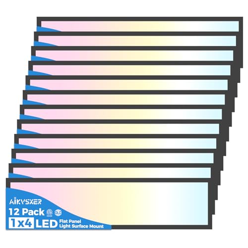 AIKVSXER 12 Pack 1x4 LED Flat Panel Light Surface Mount Black, 5500LM 50W - color: Black, size: 1x4FT 12PACK
