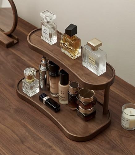 Bamboo Desktop Organizer Shelf – 2-Tier Wooden Storage Rack for Perfume, Makeup, Coffee Mugs – Natural Bamboo Display Stand for Vanity, Bathroom, Office (12.5” x 6.5” x 7.5”)
