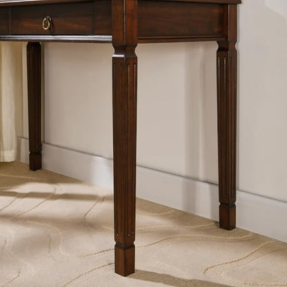 Solid Wood Writing Desk with 2 Drawers, 46"W Large Secretary Table - size: 46.1"W