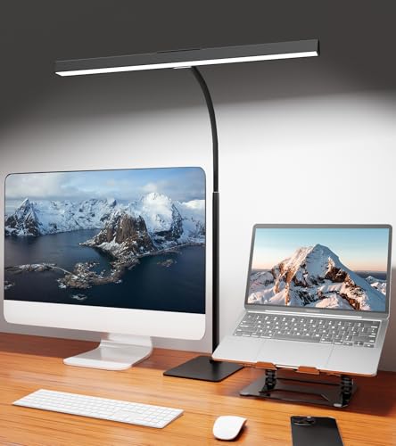 LED Desk Lamp for Home Office with Base, Eye-Caring Desk Light 12W, Black - color: Black