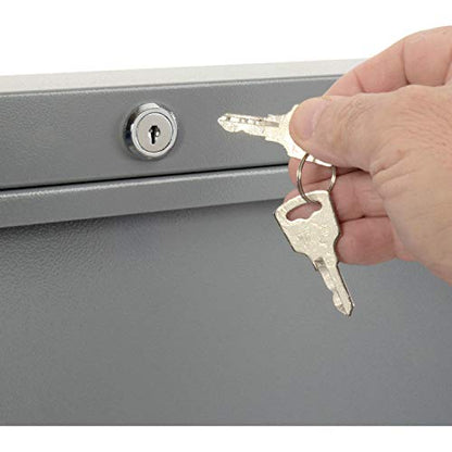 Global Industrial Wall Mounted Fold Down Shop Desk with keyed Lock, 50 Lbs