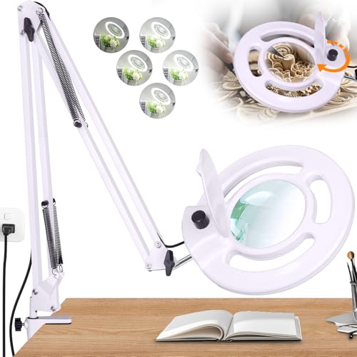 2200 Lumens Magnifying Lamp with Light, 10X Real Glass Lens - color: White