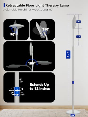 GLOWRIUM 48000 LUX Sunlight Lamp, 36W Task Floor Lamp, Reading Floor Lamp