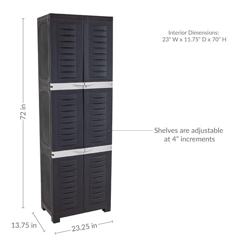 Sunnydaze 72" Garage Storage Cabinet with Locking Doors & Shelves, Shadow - color: Shadow, style: No Drawer - 72" H